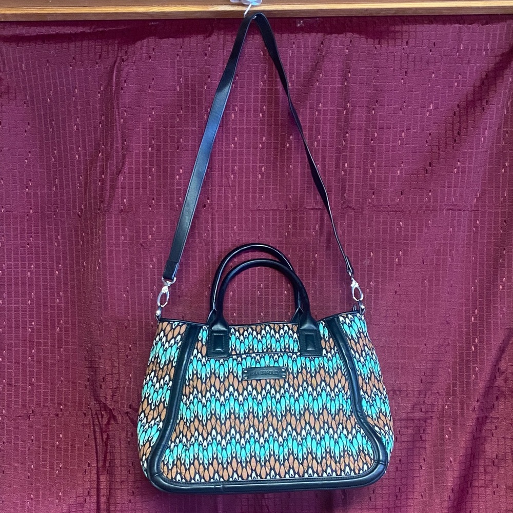 Vera Bradley Trimmed Trapeze Satchel Tote in Sierra Stream